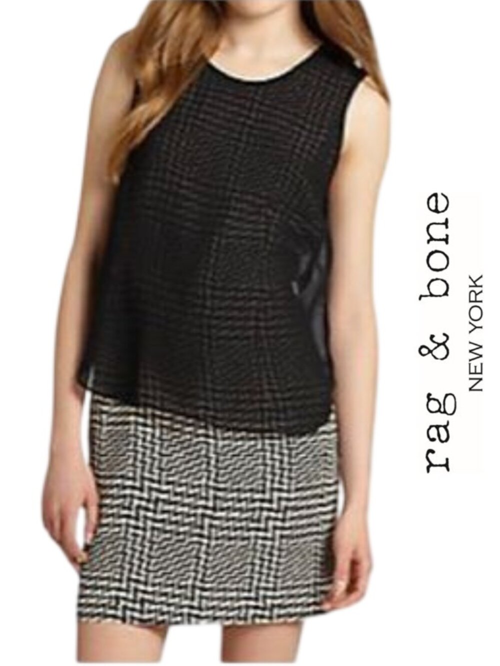 Rag & Bone Fleet Silk Layered Sleeveless Dress Black Size 8 MSRP $450